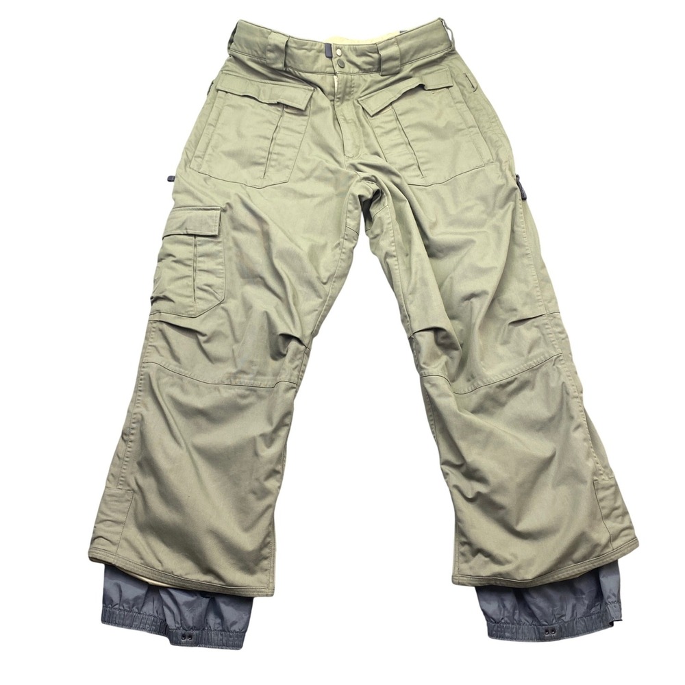 Burton Ronin Snowboard Pants Mens Medium Olive Green Cargo Technical Vented